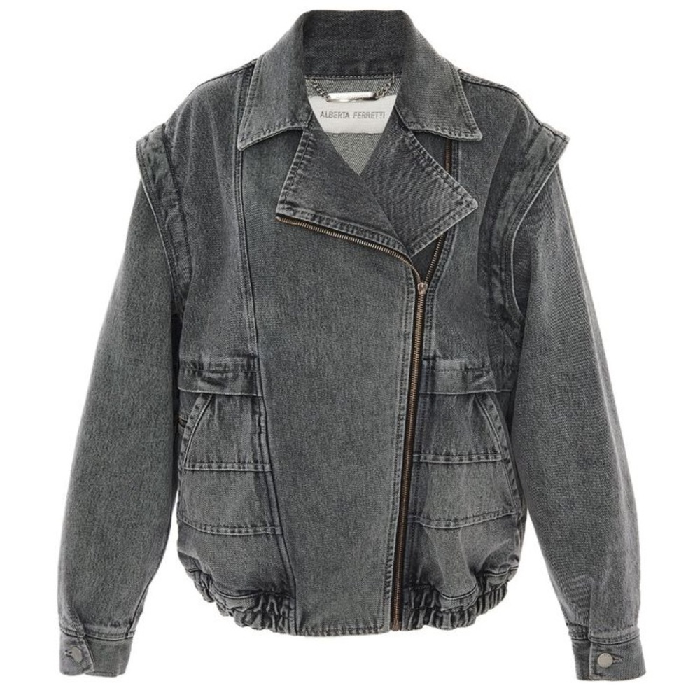 Alberta Ferretti Washed Denim Jacket, removable sleeves. Medium/Large